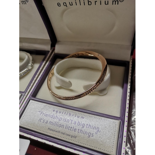 571 - Equilibrium new boxed, rose gold plated bangle, engraved 