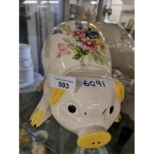 593 - Large ceramic piggy bank.