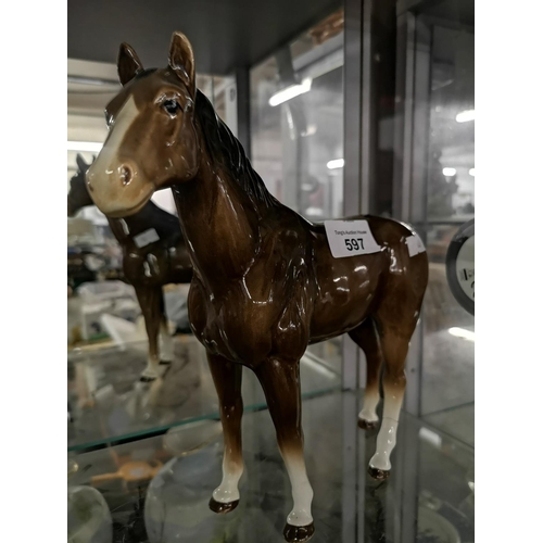 597 - Sylvac horse, has had some repair, 24 cm tall approx.