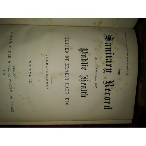 503 - Six Volumes of 'The Sanitary Record' A journal of public health 1874 onwards.