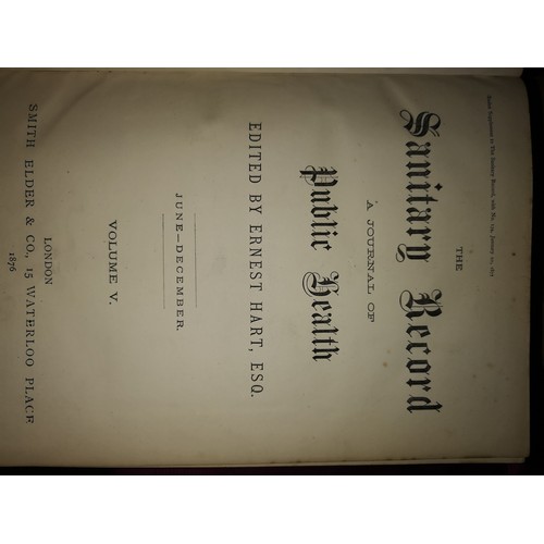 503 - Six Volumes of 'The Sanitary Record' A journal of public health 1874 onwards.