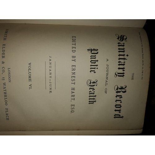 503 - Six Volumes of 'The Sanitary Record' A journal of public health 1874 onwards.