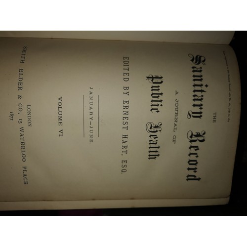 503 - Six Volumes of 'The Sanitary Record' A journal of public health 1874 onwards.