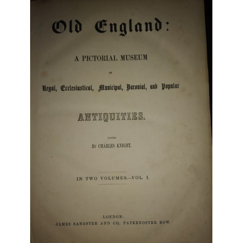 506 - 2 x Leather bound volumes of 'Old England, A museum of popular antiquities'