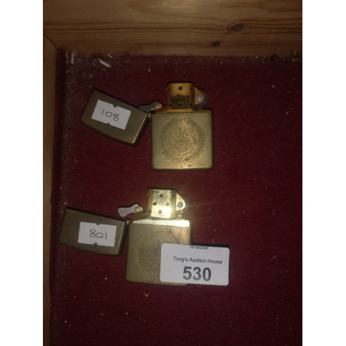 530 - 2 x 'Harley Davidson 85th Anniversary' brass Zippo Lighters.