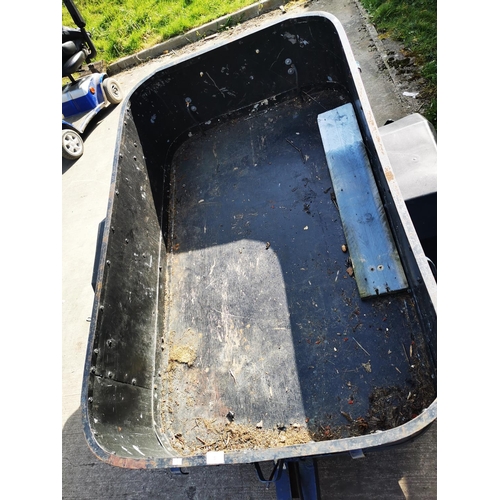 5 - Full bodied blue metal trailer 4.6ftx3ft approx with tow hitch, jockey wheel, waterproof cover, good... 