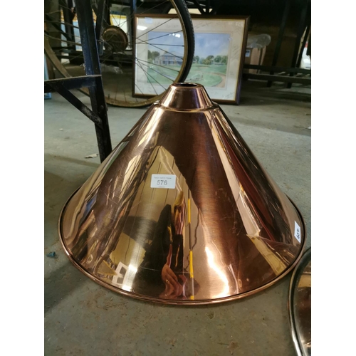 576 - A large copper industrial light fitting. 19