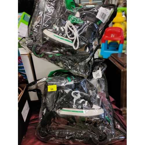 54 - 2 brand new pairs of roller blades INLINE SKATES size jnr 11-13 and 1-3