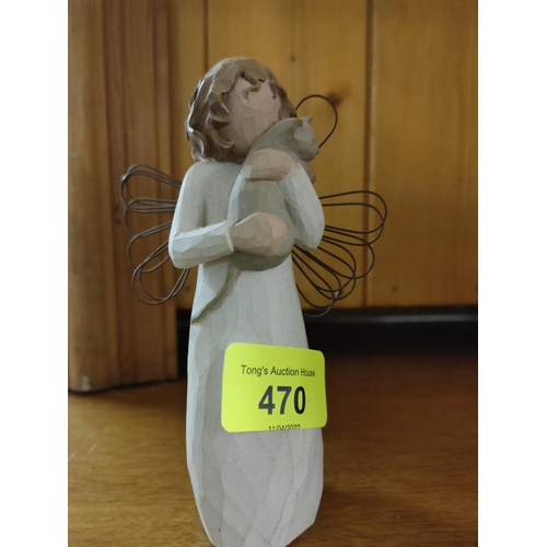 470 - Willow Tree With Affection Angel with Cat by Susan Lordi