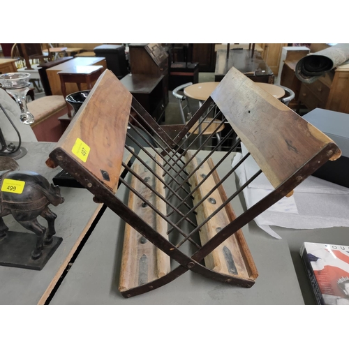 497 - Attractive wood and metal book stand or perfect log store beautiful quality and immaculate