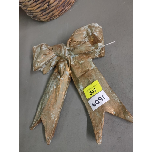 503 - Bow/ribbon concrete  wall hanging
