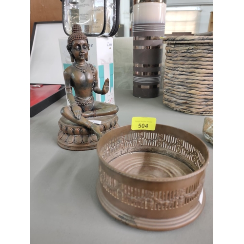 504 - 'Buddha calling the Earth to witness' ornament and copper dish