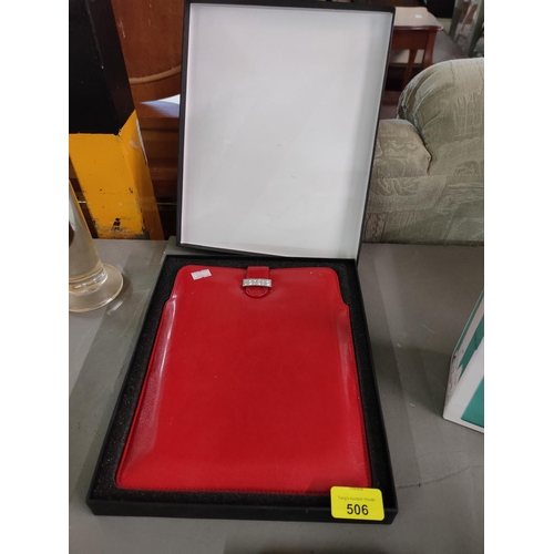 506 - Red diamante iPad case in box