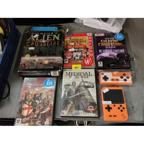 651 - Collection of PC Games and handheld games console