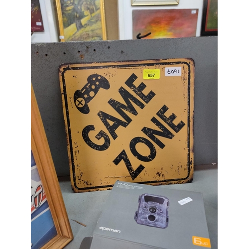 657 - Metal Game Zone sign