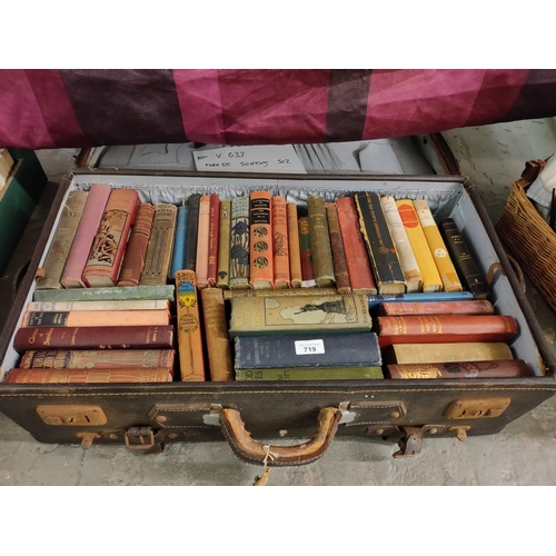 719 - Large vintage Suitcase full of vintage Books including Good Wives, The Mighty Atom and Later Poems b... 