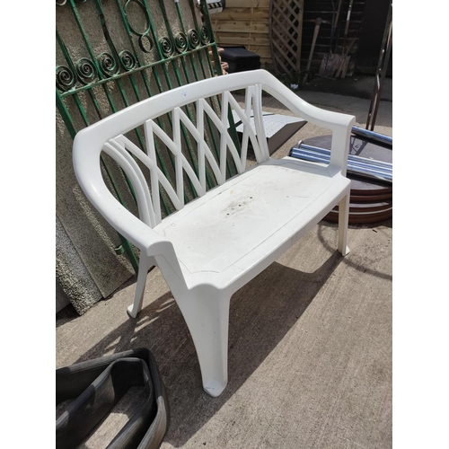 92 - white plastic outdoor bench