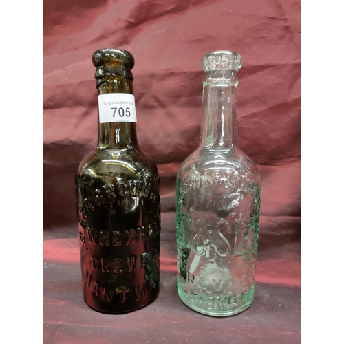 705 - Two vintage glass bottles. One Catterall and Swarbrick‘s Brewery Blackpool and one G.F & A Brown and... 