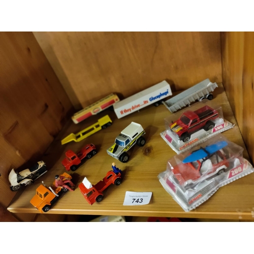 743 - Collection of diecast model cars and vehicles including Matchbox and MaJorette