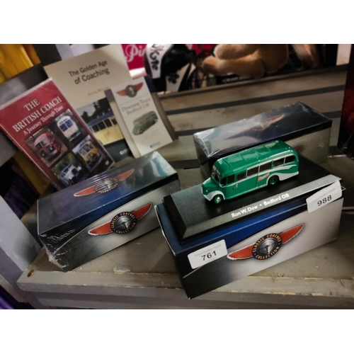 761 - Classic coaches collection models, two still sealed and a DVD and book about coaching