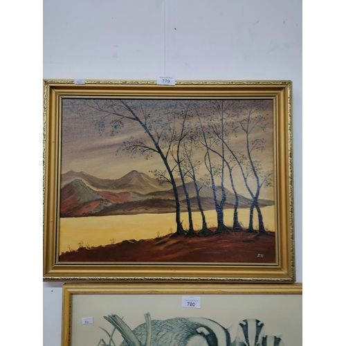 779 - Framed landscape oil painting