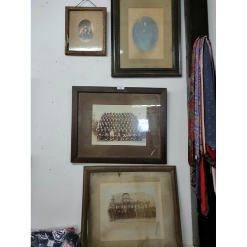 781 - Collection of four framed antique photos depicting Victorian men, military and man with children