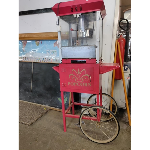 471 - Giles and Posner commercial popcorn machine cart on two wheels