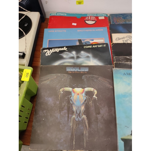 557 - Collection of vinyl records including Dire Straits, Whitesnake and Eagles