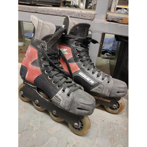 524A - BAUER ROLLER BLADES IN IN LINE BLACK RED SIZE 7