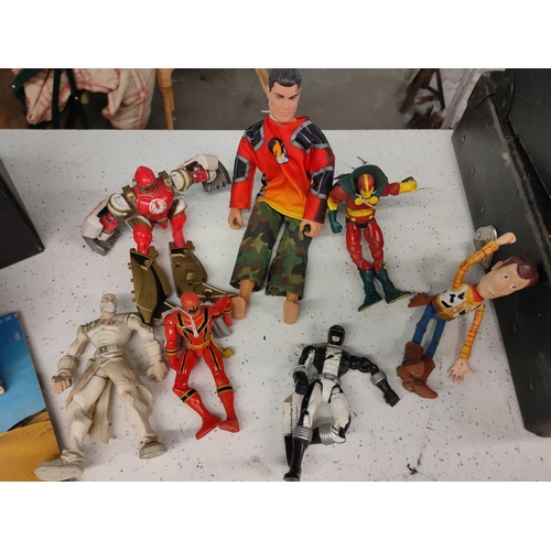 540B - JOB LOT, ACTION MAN , WOODY TOY STORY , POWER RANGERS IRON MAN AND OTHERS