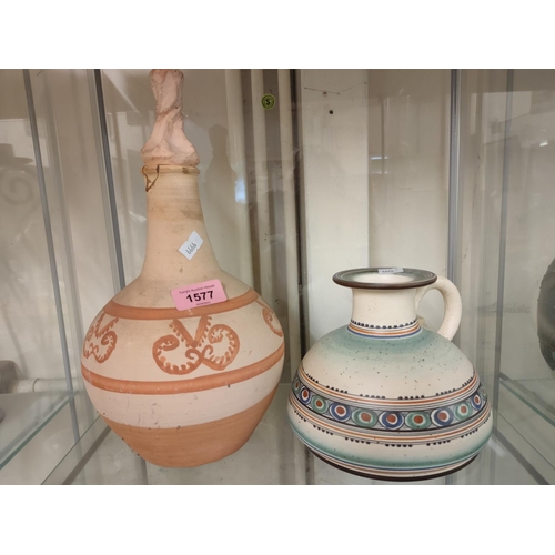 1577 - Handmade jug and lidded bottle