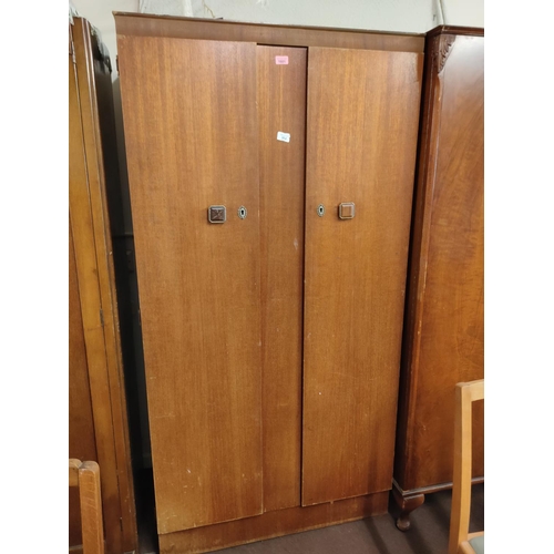 1601 - Vintage two door wardrobe with shelving