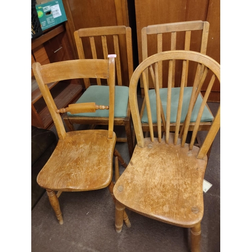 1603 - Pair of vintage wooden chairs and two other vintage wooden chairs