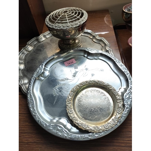 1630 - Collection of silver plate items including tray and Rose Bowl