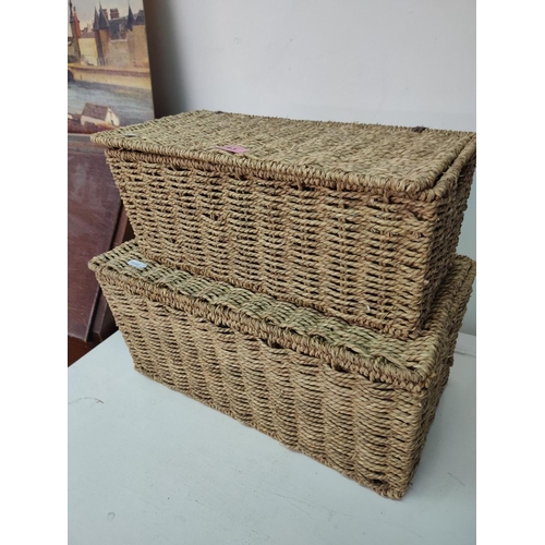 1643 - Pair of seagrass lidded baskets