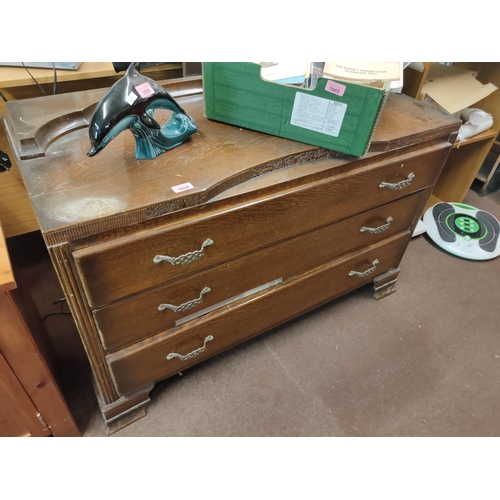 1659 - Vintage wooden Chest of three drawers/dressing table. Approximately 105 cm