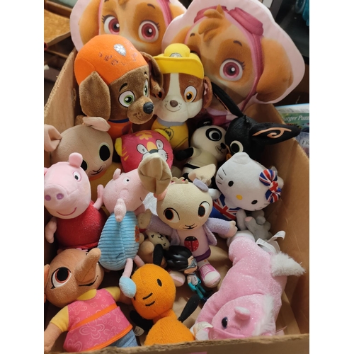 1677 - Collection of soft toys including Peppa Pig, PAW Patrol and Hello Kitty