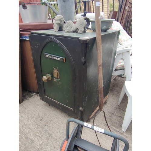 50 - Lieut. Sowerby's Large heavy Milners safe with two lockable drawers and shelf.  Approx 60 x 60 x 75 ... 