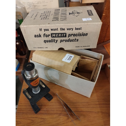 1210 - A vintage students microscope in original box