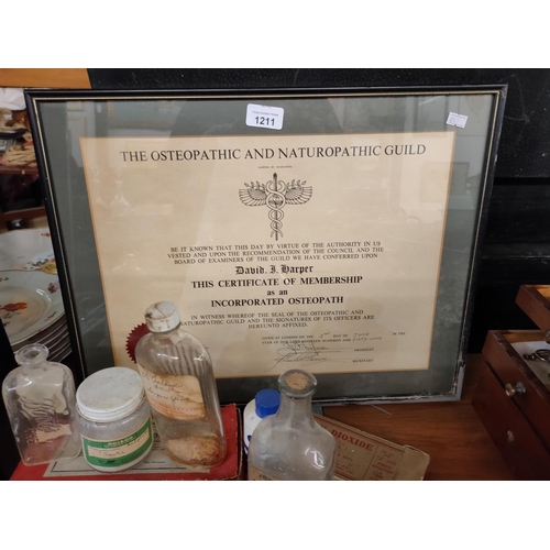 1211 - A framed medical certificate