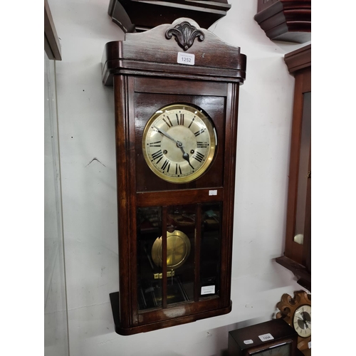 1252 - A nice quality wall mounted clock with 3/4 chime in working order