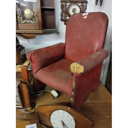 1262 - A vintage childs chair with red faux leather cover