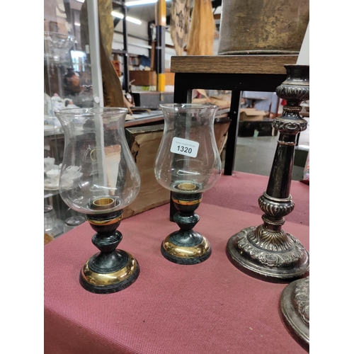 1320 - A pair of modern glass candle holders