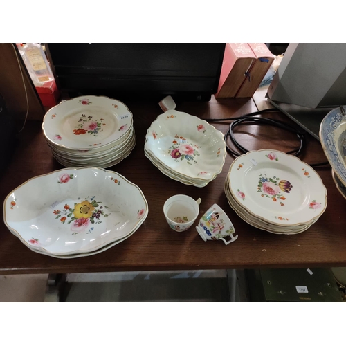 1328 - A quantity of hand painted china part dinner service including plates and oval dishes