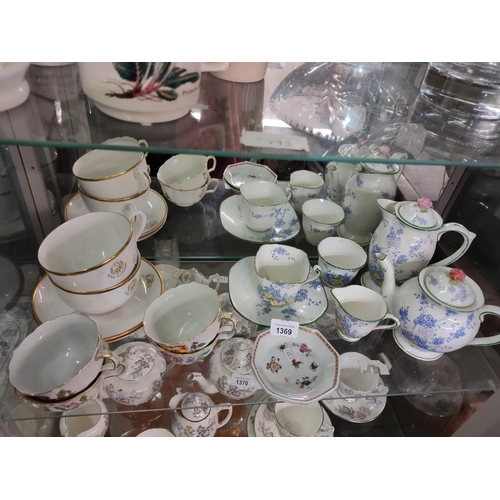 1369 - A mixed lot of fine china including a Delphine tea set, Royal Worcester and Royal Scotsman tea cups