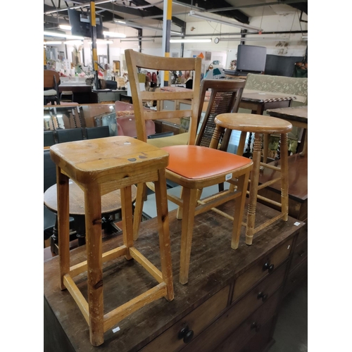 1835 - Collection of three stools and chairs. Various styles and ages