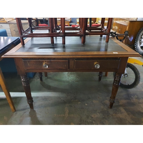 1883 - Late Victorian leather topped desk with two drawers