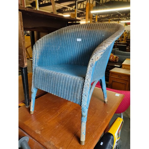 1891 - A vintage Lloyd Loom style wicker chair in original blue colour