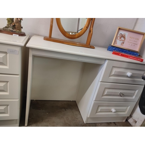 2024 - Three drawer dressing table. Approximately 110 x 45 x 74 cm