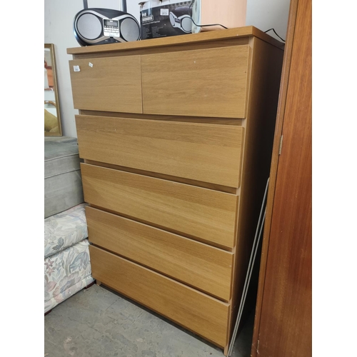 2032 - Tall chest of six drawers. Approximately 80 x 46 x 123 cm